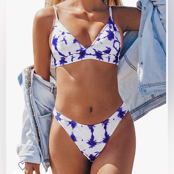 Cupshe Other - CUPSHE Women's Bikini Set Tie Dye Lace Up Back Two Piece Swimsuit Size XL